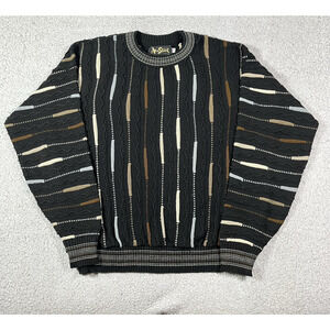 Alan Stuart Sweater Mens L 3D Textured Knit Cosby Biggie USA Hip Hop Pullover